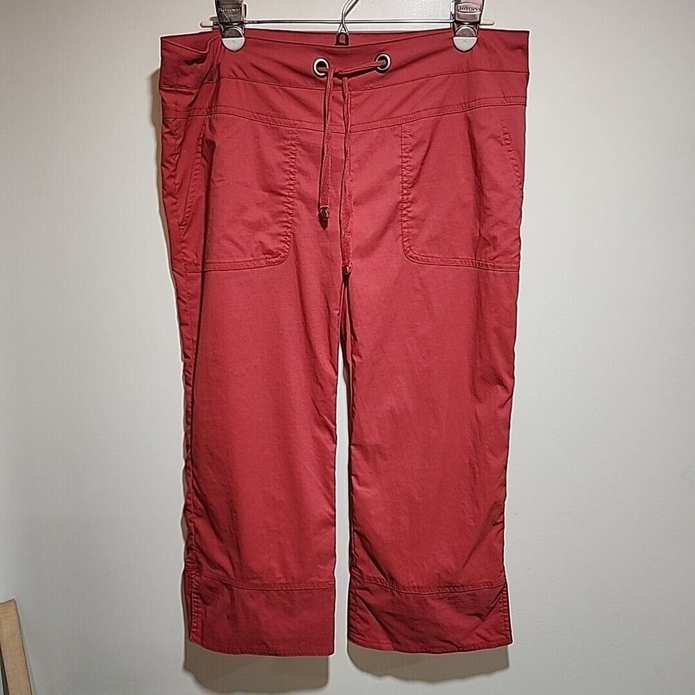 Prana Cropped Drawstring Pants in Brick Red - Picture 2 of 14